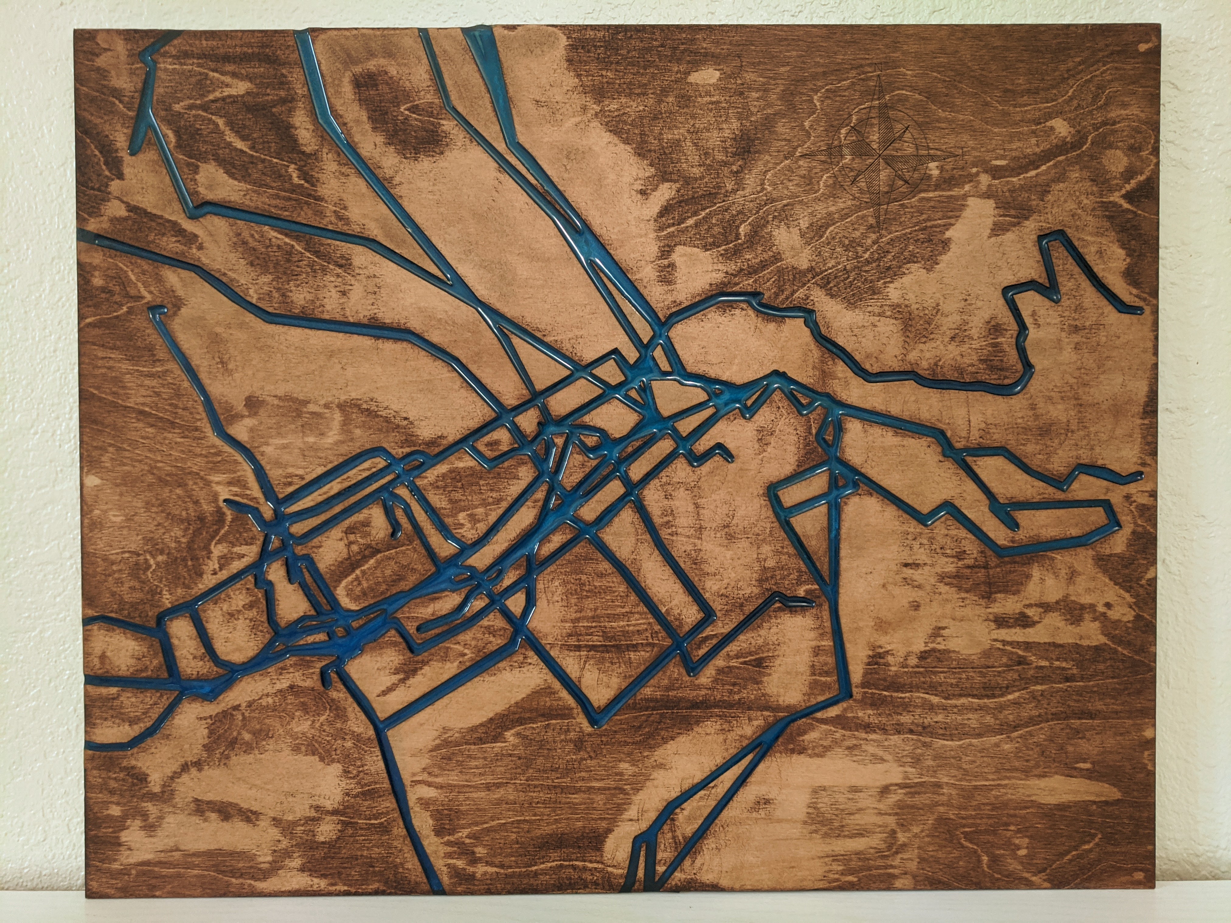 Epoxy and wood map